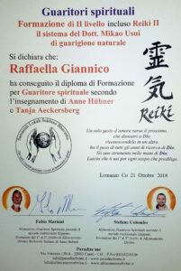 attestato guaritore spirituale secondo livello reiki secondo livello
